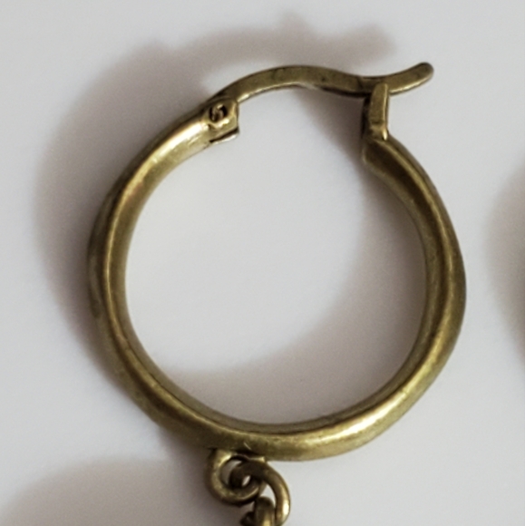 Jade hoop earrings natural stone gold bronze banana Republic? Vtg ? Exc conditio - Picture 11 of 16